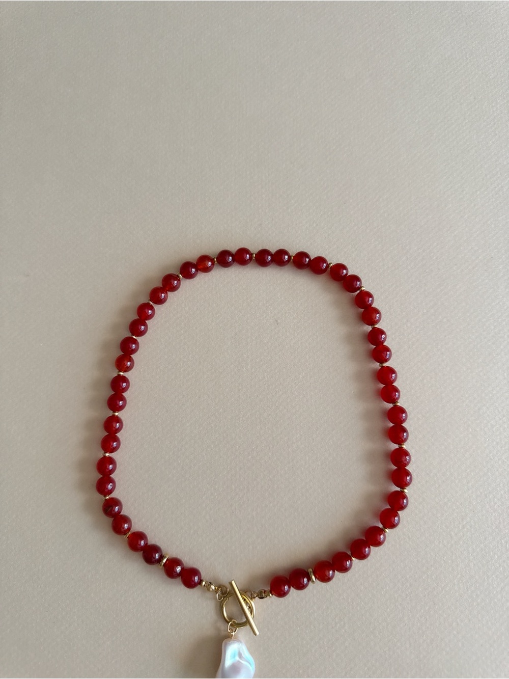 Red Beaded Necklace N2097 - Picture 4 of 5